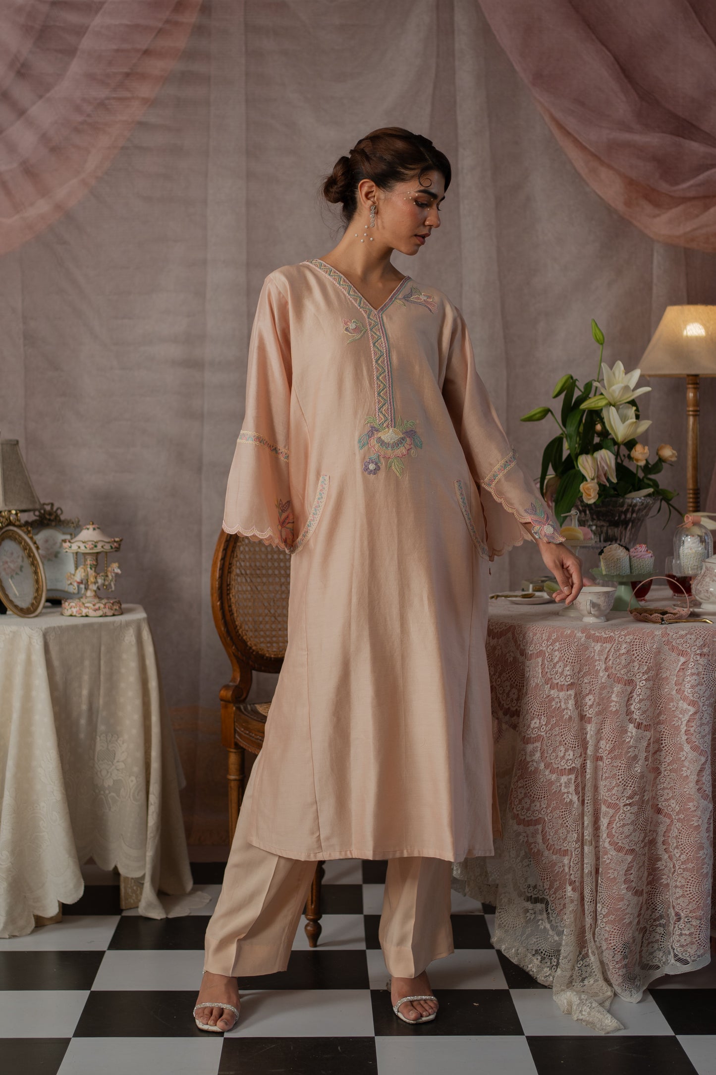 Petal Sleeve Kurta Set