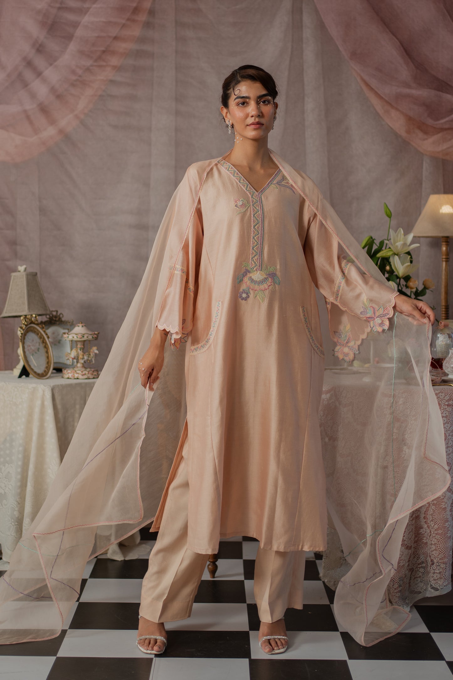 Petal Sleeve Kurta Set